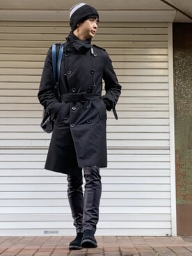 Aquascutum アクアスキュータム のトレンチコートを使ったメンズ人気ファッションコーディネート Wear