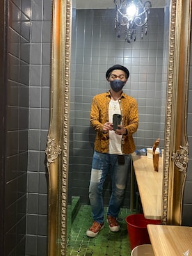 「アイテム（ビジネスシャツ）」を使った、平野誠さん（メンズ・174cm）の秋コーディネート