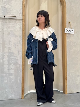 「CIAOPANIC TYPY（チャオパニックティピー）の【アップデート／袖取り外し可能】柔らかデニムジャケット（デニムジャケット、ブルー系）」を使った、きな☆ki_naさん（レディース・153cm）の春コーディネート