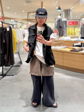 「CIAOPANIC TYPY（チャオパニックティピー）の【UNISEX】【シルエット調整可】ピグメント加工ワッフルイージーパンツ/WEB限定カラーあり（スウェットパンツ）」を使った、きな☆ki_naさん（レディース・153cm）の秋コーディネート
