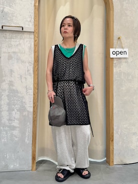 「アイテム（サロペット/オーバーオール、グレー系）」を使った、きな☆ki_naさん（レディース・153cm）の夏コーディネート