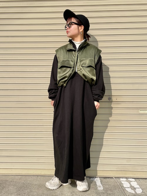 high neck half zip up sweat one piece / black [3size] （ハイネックハーフジップアップスウェット ワンピース） | wee9s | ウィークス オフィシャル通販サイト