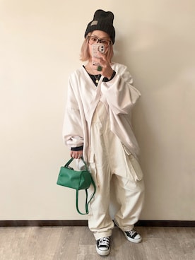 「antiqua（アンティカ）のアイテム（オールインワン・サロペット）」を使った、きな☆ki_naさん（レディース・153cm）の秋コーディネート