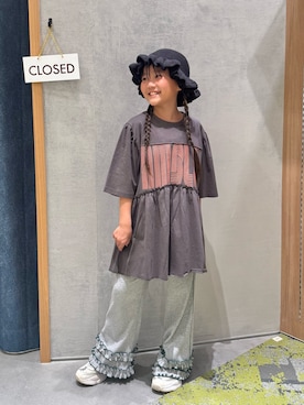 「CIAOPANIC TYPY（チャオパニックティピー）のアイテム（帽子）」を使った、きな☆ki_naさん（キッズ・126cm）の春コーディネート