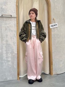 「アイテム（ミリタリージャケット）」を使った、きな☆ki_naさん（レディース・153cm）の秋コーディネート