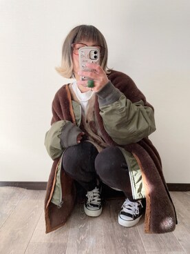 「etsinta（エシンタ）のアイテム（その他アウター）」を使った、きな☆ki_naさん（レディース・153cm）の冬コーディネート