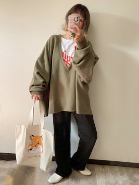 「サテンパンツ」｜「アイテム（その他シューズ）」を使った、きな☆ki_naさん（レディース・153cm）の冬コーディネート