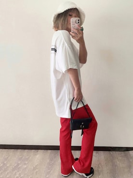 「GRL（グレイル）のアイテム（帽子）」を使った、きな☆ki_naさん（レディース・153cm）の夏コーディネート