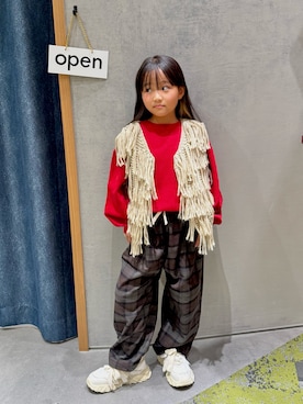 「アイテム（ニット/セーター）」を使った、きな☆ki_naさん（キッズ・123cm）の秋コーディネート