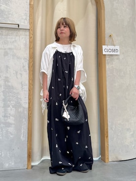 「CIAOPANIC TYPY（チャオパニックティピー）の【夏も快適/ドライタッチ】アソートフォトプリントフレンチスリーブTee（Tシャツ/カットソー、ホワイト系）」を使った、きな☆ki_naさん（レディース・153cm）の夏コーディネート