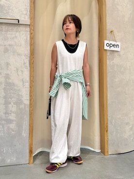 「レイヤードスタイル」｜「アイテム（オールインワン・サロペット）」を使った、きな☆ki_naさん（レディース・153cm）の夏コーディネート