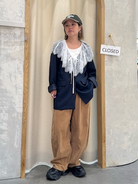 「アイテム（その他パンツ、イエロー系）」を使った、きな☆ki_naさん（レディース・153cm）の秋コーディネート