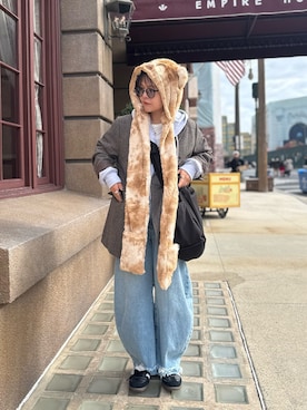 「アイテム（ジャケット/アウター、ベージュ系）」を使った、きな☆ki_naさん（レディース・153cm）の冬コーディネート