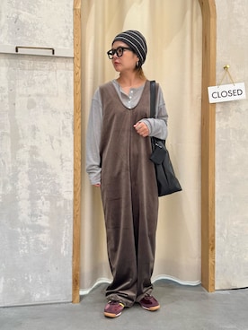 「アイテム（つなぎ/オールインワン）」を使った、きな☆ki_naさん（レディース・153cm）の秋コーディネート
