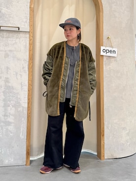 「アイテム（キャップ）」を使った、きな☆ki_naさん（レディース・153cm）の冬コーディネート