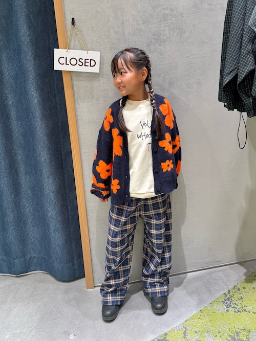 KIDS】【ジュニアサイズあり】総柄フラワーニットカーデ《ユニセックス