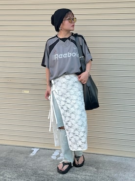 「un/neu（アンノイ）のアイテム」を使った、きな☆ki_naさん（レディース・153cm）の夏コーディネート