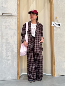 「アイテム（キャップ）」を使った、きな☆ki_naさん（レディース・153cm）の秋コーディネート