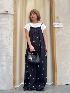 「CIAOPANIC TYPY（チャオパニックティピー）の【夏も快適/ドライタッチ】アソートフォトプリントフレンチスリーブTee（Tシャツ/カットソー、ホワイト系）」を使った、きな☆ki_naさん（レディース・153cm）の夏コーディネート