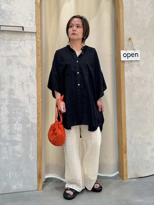 【夏の体型カバー】リネンレーヨンドルマンシャツ