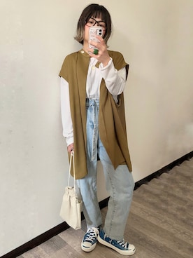 「アイテム（スーツセット、イエロー系）」を使った、きな☆ki_naさん（レディース・153cm）の春コーディネート