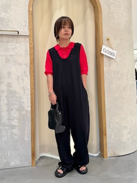 「夏ルックで気分アップ」｜「アイテム（サロペット/オーバーオール）」を使った、きな☆ki_naさん（レディース・153cm）の夏コーディネート