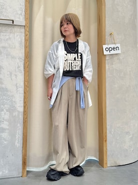 「CIAOPANIC TYPY（チャオパニックティピー）の【UNISEX】【プラスサイズあり】スラブ天竺ピグメントロゴTEE（Tシャツ/カットソー、ブラック系）」を使った、きな☆ki_naさん（レディース・153cm）の夏コーディネート