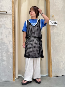 「アイテム（オールインワン・サロペット、ホワイト系）」を使った、きな☆ki_naさん（レディース・153cm）の夏コーディネート