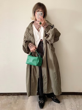 「ロングジャケット」｜「アイテム（スウェット）」を使った、きな☆ki_naさん（レディース・153cm）の冬コーディネート