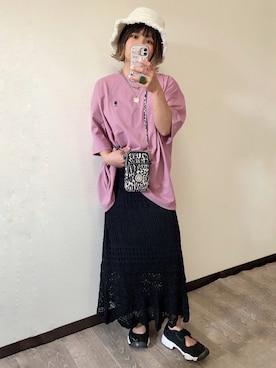 「GRL（グレイル）のアイテム（帽子）」を使った、きな☆ki_naさん（レディース・153cm）の夏コーディネート