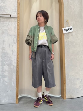 「etsinta（エシンタ）の【etsinta／エシンタ】リメイクドロストシャツブルゾン（ブルゾン）」を使った、きな☆ki_naさん（レディース・153cm）の秋コーディネート