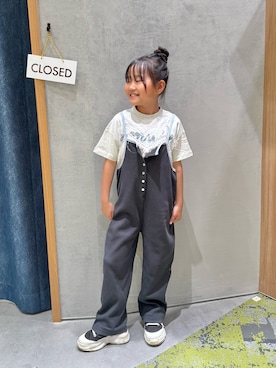 「CIAOPANIC TYPY（チャオパニックティピー）の【KIDS】ランジェリーレースドットキャミチュニック《ジュニアサイズあり》（チュニック、ホワイト系）」を使った、きな☆ki_naさん（レディース・153cm）の春コーディネート