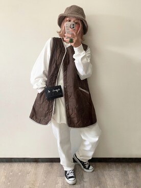 「キルティングベスト」｜「アイテム（財布/小物）」を使った、きな☆ki_naさん（レディース・153cm）の秋コーディネート
