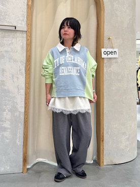 「CIAOPANIC TYPY（チャオパニックティピー）のアイテム（スラックス）」を使った、きな☆ki_naさん（レディース・153cm）の春コーディネート