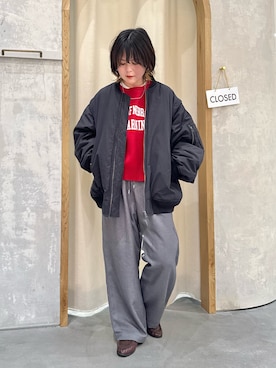 「アイテム（MA-1）」を使った、きな☆ki_naさん（レディース・153cm）の冬コーディネート