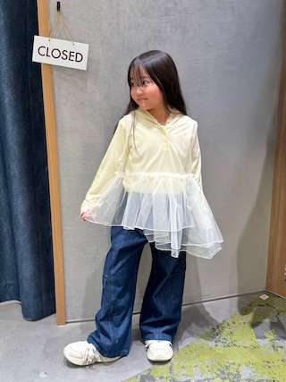 「CIAOPANIC TYPY（チャオパニックティピー）の【KIDS】シアーワッフルスナップ釦メロウフーディー（Tシャツ/カットソー）」を使った、きな☆ki_naさん（キッズ・124cm）の春コーディネート