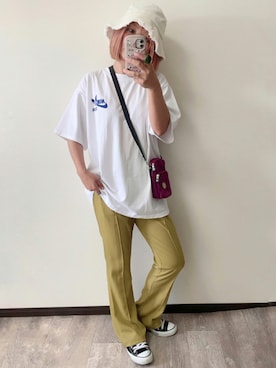 「GRL（グレイル）のアイテム（帽子）」を使った、きな☆ki_naさん（レディース・153cm）の夏コーディネート