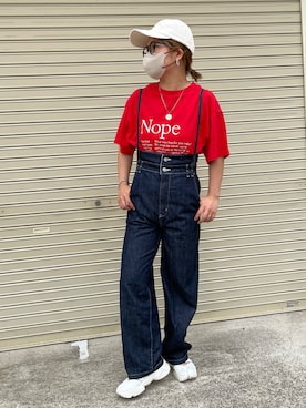 「SOMETHING（サムシング）のアイテム（オールインワン・サロペット）」を使った、きな☆ki_naさん（レディース・153cm）の春コーディネート
