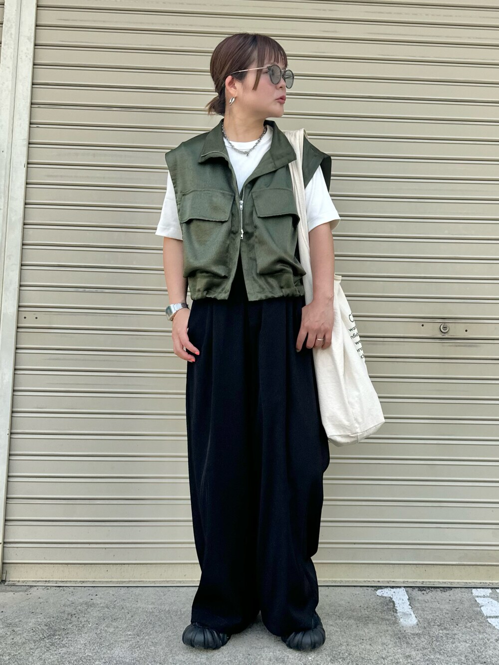 CFT.】high neck drost short vest/khaki