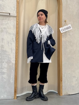 「アイテム（ノーカラージャケット）」を使った、きな☆ki_naさん（レディース・153cm）の秋コーディネート