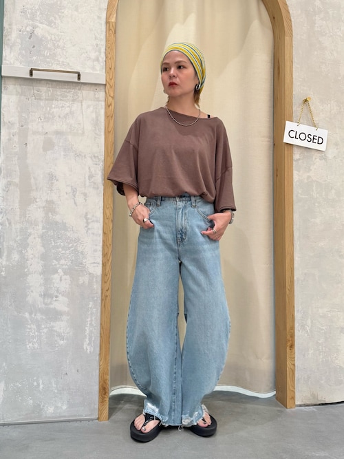 シアースラブワンポイント刺繍オーバー半袖Tee