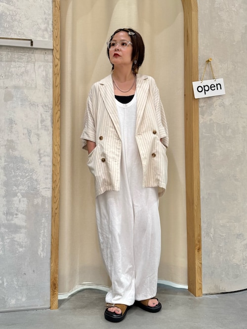 【さらっとした着心地】リネン混ゆったり半袖シャツジャケット