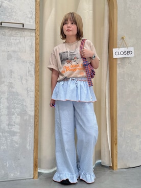 「Disney（ディズニー）のアイテム（Tシャツ/カットソー）」を使った、きな☆ki_naさん（レディース・153cm）の夏コーディネート
