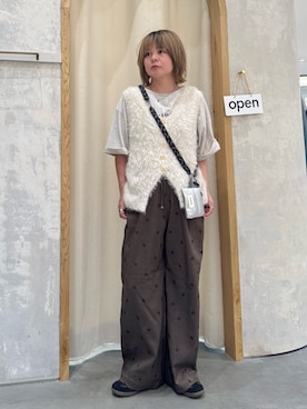「アイテム（スラックス、ブラウン系）」を使った、きな☆ki_naさん（レディース・153cm）の秋コーディネート