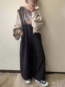 「ショート丈トップス」｜「アイテム（ミリタリージャケット）」を使った、きな☆ki_naさん（レディース・153cm）の秋コーディネート
