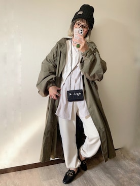 「ロングジャケット」｜「アイテム（帽子）」を使った、きな☆ki_naさん（レディース・153cm）の秋コーディネート