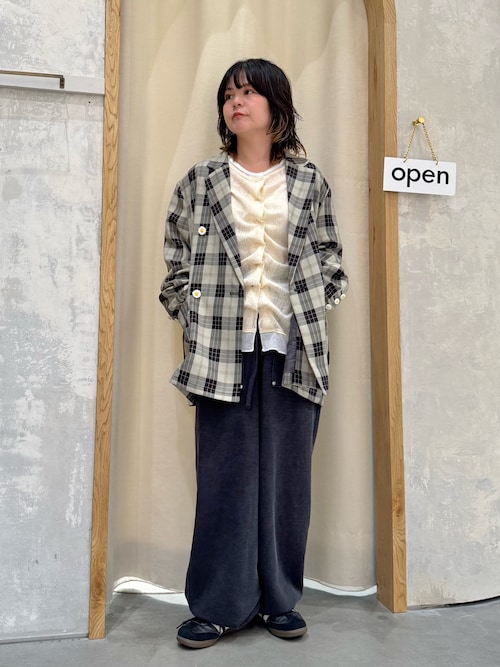 HELLO.SANFRANCISCO】フラワー釦チェックオーバージャケット