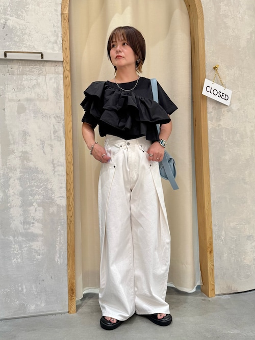 【UNISEX】タックデザインワイドデニム