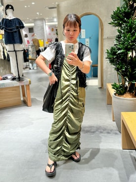 「un/neu（アンノイ）のアイテム」を使った、きな☆ki_naさん（レディース・153cm）の夏コーディネート