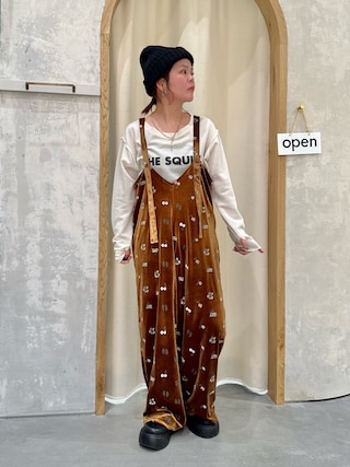 【2025年S/S新作】前後2WAY花柄刺繍ベロアサロペット CIAOPANIC TYPY（チャオパニックティピー）の「【2025年S/S新作